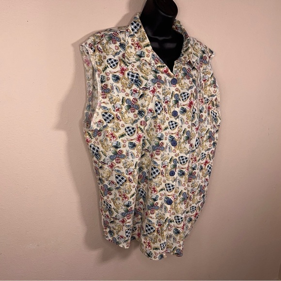 1X VINTAGE SEPARATE ISSUE TEDDY BEAR SLEEVELESS TOP GRANNYCORE - Picture 9 of 10